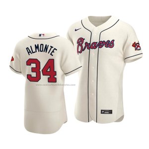 Camiseta Beisbol Hombre Atlanta Braves Abraham Almonte Autentico Alterno Crema