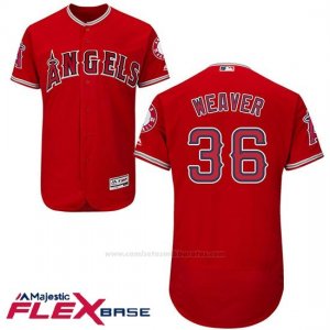 Camiseta Beisbol Hombre Los Angeles Angels 36 Jerojo Weaver Scarlet Flex Base