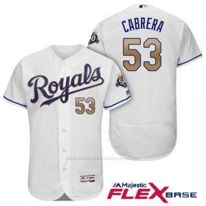 Camiseta Beisbol Hombre Kansas City Royals Melky Cabrera Blanco 50th Season Alterno Flex Base