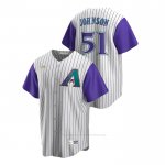 Camiseta Beisbol Hombre Arizona Diamondbacks Randy Johnson Cooperstown Collection Alterno Crema Violeta
