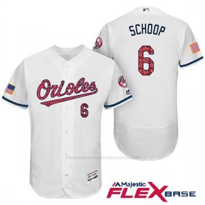 Camiseta Beisbol Hombre Baltimore Orioles 2017 Estrellas Y Rayas 6 Jonathan Schoop Blanco Flex Base