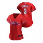 Camiseta Beisbol Mujer Philadelphia Phillies Bryce Harper 2020 Replica Alterno Rojo