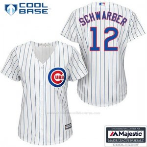 Camiseta Beisbol Hombre Chicago Cubs 12 Kyle Schwarber Cool Base Blanco