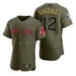 Camiseta Beisbol Hombre Boston Red Sox Marwin Gonzalez Camuflaje Digital Verde 2021 Salute To Service