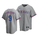 Camiseta Beisbol Hombre Texas Rangers Isiah Kiner Falefa Replica Road Gris