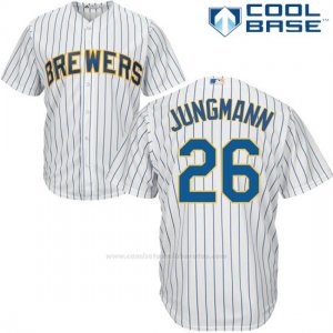 Camiseta Beisbol Hombre Milwaukee Brewers Taylor Jungmann Blanco Autentico Coleccion Cool Base