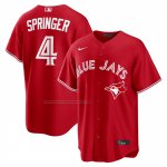 Camiseta Beisbol Hombre Toronto Blue Jays George Springer Dia de Canada Replica Rojo