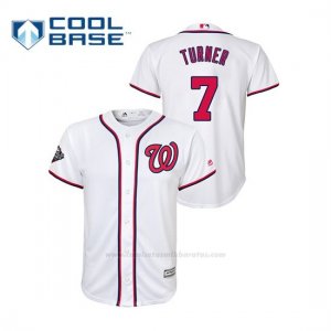 Camiseta Beisbol Nino Washington Nationals Trea Turner 2019 World Series Bound Cool Base Blanco