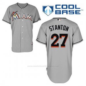 Camiseta Beisbol Hombre Miami Marlins Giancarlo Stanton 27 Gris Cool Base