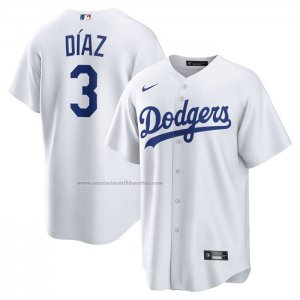 Camiseta Beisbol Hombre Los Angeles Dodgers Edwin Diaz Primera Replica Blanco