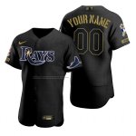 Camiseta Beisbol Hombre Tampa Bay Rays Personalizada Negro 2021 Salute To Service