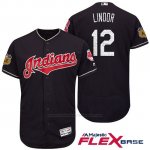 Camiseta Beisbol Hombre Cleveland Indians Francisco Lindor Azul 2017 Entrenamiento de Primavera Flex Base Jugador