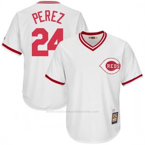 Camiseta Beisbol Hombre Cincinnati Reds Mensrojos 24 Tony Perez Blanco Cooperstown Coleccion