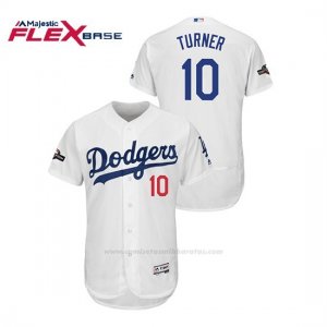 Camiseta Beisbol Hombre Los Angeles Dodgers Justin Turner 2019 Postseason Flex Base Blanco