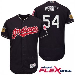 Camiseta Beisbol Hombre Cleveland Indians Ryan Merritt Azul 2017 Entrenamiento de Primavera Flex Base Jugador