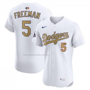 Camiseta Beisbol Hombre Los Angeles Dodgers Freddie Freeman 2025 Gold Collection Elite Blanco