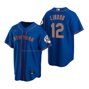 Camiseta Beisbol Hombre New York Mets Francisco Lindor Replica Azul