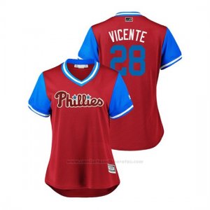 Camiseta Beisbol Mujer Philadelphia Phillies Vince Velasquez 2018 Llws Players Weekend Vicente Scarlet