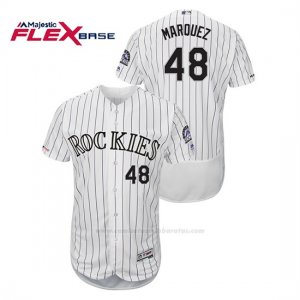 Camiseta Beisbol Hombre Colorado Rockies German Marquez 150th Aniversario Patch Flex Base Blanco