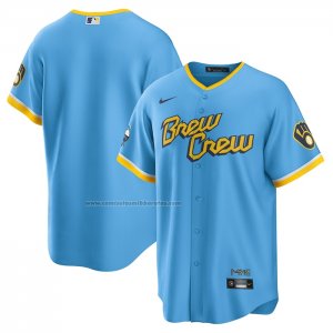 Camiseta Beisbol Hombre Milwaukee Brewers 2022 City Connect Replica Azul