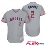 Camiseta Beisbol Hombre Los Angeles Angels 2017 Estrellas y Rayas Andrelton Simmons Gris Flex Base