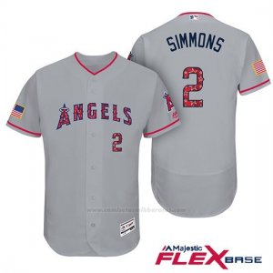 Camiseta Beisbol Hombre Los Angeles Angels 2017 Estrellas y Rayas Andrelton Simmons Gris Flex Base