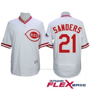 Camiseta Beisbol Hombre Cincinnati Reds 21 Deion Sanders Autentico Coleccion Flex Base Blanco