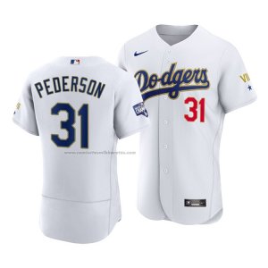 Camiseta Beisbol Hombre Los Angeles Dodgers Joc Pederson 2021 Gold Program Autentico Blanco Oro