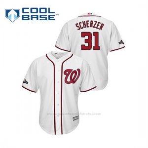 Camiseta Beisbol Hombre Washington Nationals Max Scherzer 2019 Postseason Cool Base Blanco