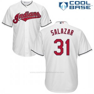 Camiseta Beisbol Hombre Cleveland Indians Danny Salazar 31 Blanco Autentico Coleccion Cool Base