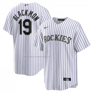 Camiseta Beisbol Hombre Colorado Rockies Charlie Blackmon Primera Replica Blanco