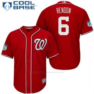 Camiseta Beisbol Hombre Washington Nationals Anthony Rendon Scarlet 2017 Entrenamiento de Primavera Cool Base Jugador