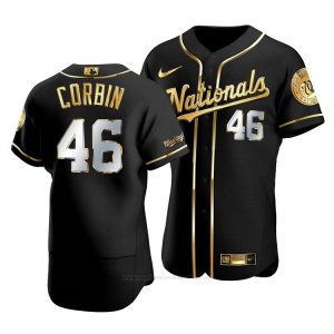 Camiseta Beisbol Hombre Washington Nationals Patrick Corbin Golden Edition Autentico Negro Oro