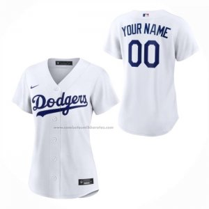 Camiseta Beisbol Mujer Los Angeles Dodgers Primera Replica Personalizada Blanco Camiseta Beisbol Mujer Los Angeles Dodgers Primera Replica Personalizada Blanco