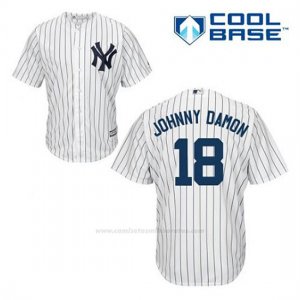 Camiseta Beisbol Hombre New York Yankees Johnny Damon 18 Blanco 1ª Cool Base