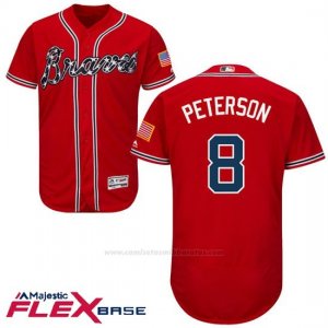 Camiseta Beisbol Hombre Atlanta Braves 8 Jace Peterson Scarlet Autentico Coleccion Flex Base