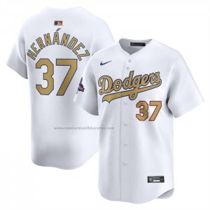 Camiseta Beisbol Hombre Los Angeles Dodgers Teoscar Hernandez 2025 Gold Collection Limited Blanco