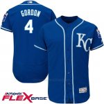Camiseta Beisbol Hombre Kansas City Royals Alex Gordon 4 Azul Flex Base Autentico Coleccion Jugador