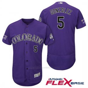Camiseta Beisbol Hombre Colorado Rockies Carlos Gonzalez 5 Violeta 25th Season Flex Base
