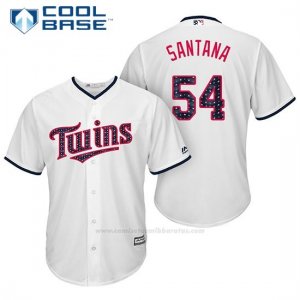 Camiseta Beisbol Hombre Minnesota Twins 2017 Estrellas y Rayas Ervin Santana Blanco Cool Base