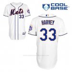 Camiseta Beisbol Hombre New York Mets Matt Harvey 33 Blanco Alterno Cool Base
