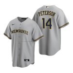 Camiseta Beisbol Hombre Milwaukee Brewers Jace Peterson Replica Road Gris