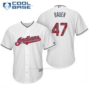 Camiseta Beisbol Hombre Cleveland Indians 2017 Estrellas y Rayas 47 Trevor Bauer Blanco Cool Base