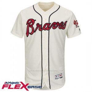 Camiseta Beisbol Hombre Atlanta Braves Blank Blanco Flex Base Autentico Coleccion
