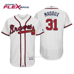 Camiseta Beisbol Hombre Atlanta Braves Greg Maddux Flex Base Autentico Collezione Home 2019 Blanco