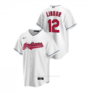 Camiseta Beisbol Hombre Cleveland Indians Francisco Lindor Replica Primera Blanco