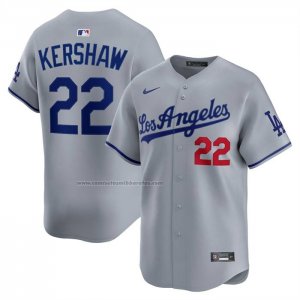 Camiseta Beisbol Hombre Los Angeles Dodgers Clayton Kershaw Segunda Limited Gris