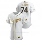 Camiseta Beisbol Hombre Los Angeles Dodgers Kenley Jansen Golden Edition Autentico Blanco
