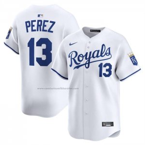 Camiseta Beisbol Hombre Kansas City Royals Salvador Perez Primera Limited Blanco