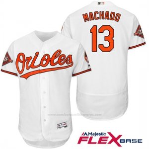 Camiseta Beisbol Hombre Baltimore Orioles 13 Manny Machado Blanco 2017 Flex Base